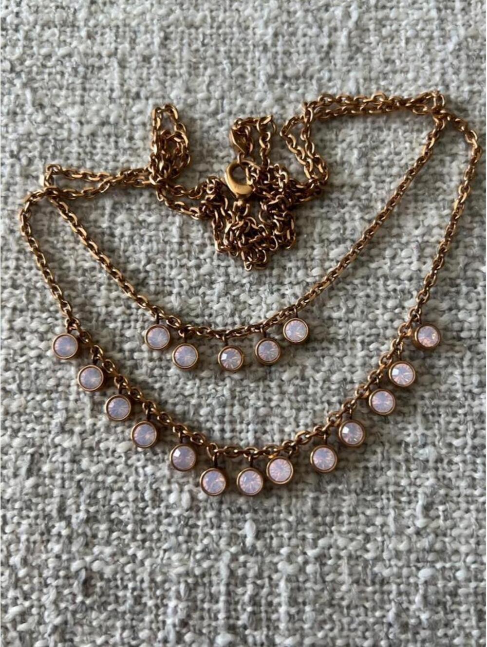 Fossil Rose Gold Double Strand Necklace